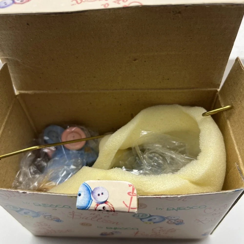 Vintage Enesco Skating Hanging Ornament With Base 142824 Cute As A Button In Box